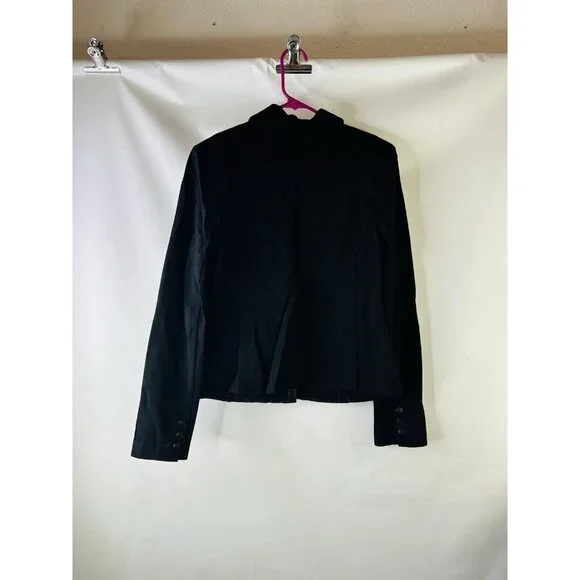 Cabi Tudor Faux Leather Detail Ponte Knit Blazer Jacket Black 3376 Womens Small - Picture 6 of 6